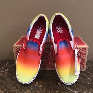 Vans Rainbow Glitter Slip On Slate Shoes